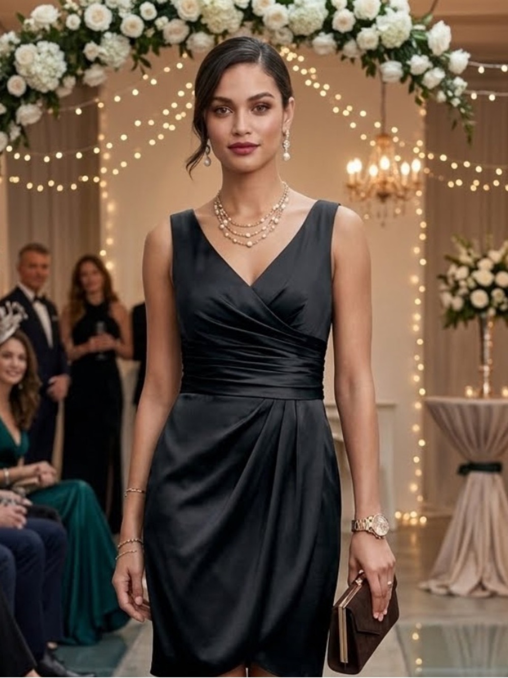 David’s Bridal Formal Dress Bridesmaid Silky Sleeveless V Neck Ruched 12 Large - Picture 8 of 8